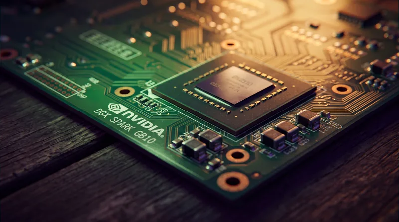 Close-up of the Nvidia GB10 board, the same box now running DeepSeek V4 Flash